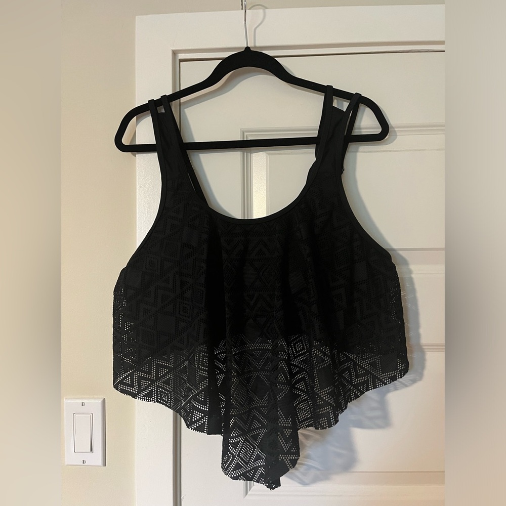 Plus size black bikini top, 3X